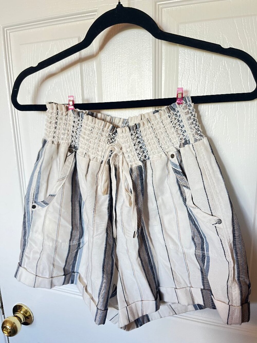 High-Waisted Beachy Striped Shorts